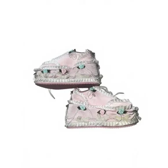 Dolls Kill Pink and White Ruffled CAKE QUEEN Sneakers - Picture 5 of 8